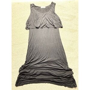 Latched‎ Mama Black Sleeveless Layered Maxi Dress Nursing Breastfeeding Size L